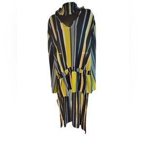 Ashley Stewart Yellow and Black Peplum Sheath Dress with Bell Sleeves